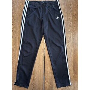 adidas Climalite Womens Black Track Pants L, Side Stripe, Elastic Waist, Pockets